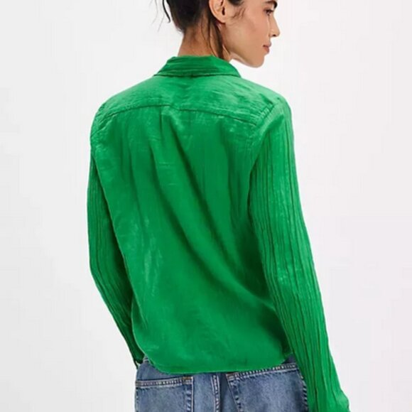 Free People FP One Drew Tuxedo Shirt Ruffle Gauze Button Top XS - Picture 2 of 2